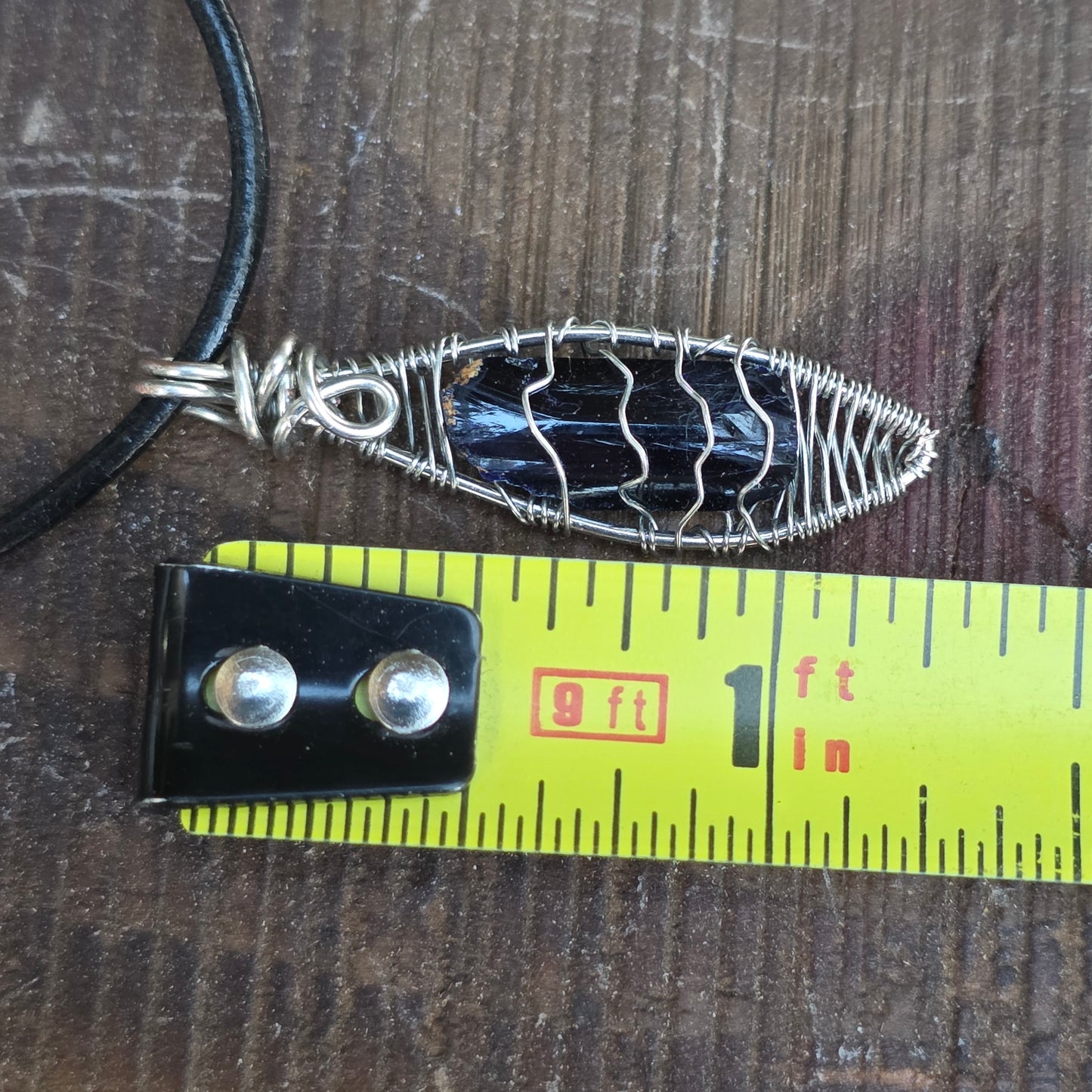 Natural Azurite Rock Necklace | Handmade Raw Gemstone Pendant | Wire Wrapped Crystal Jewelry