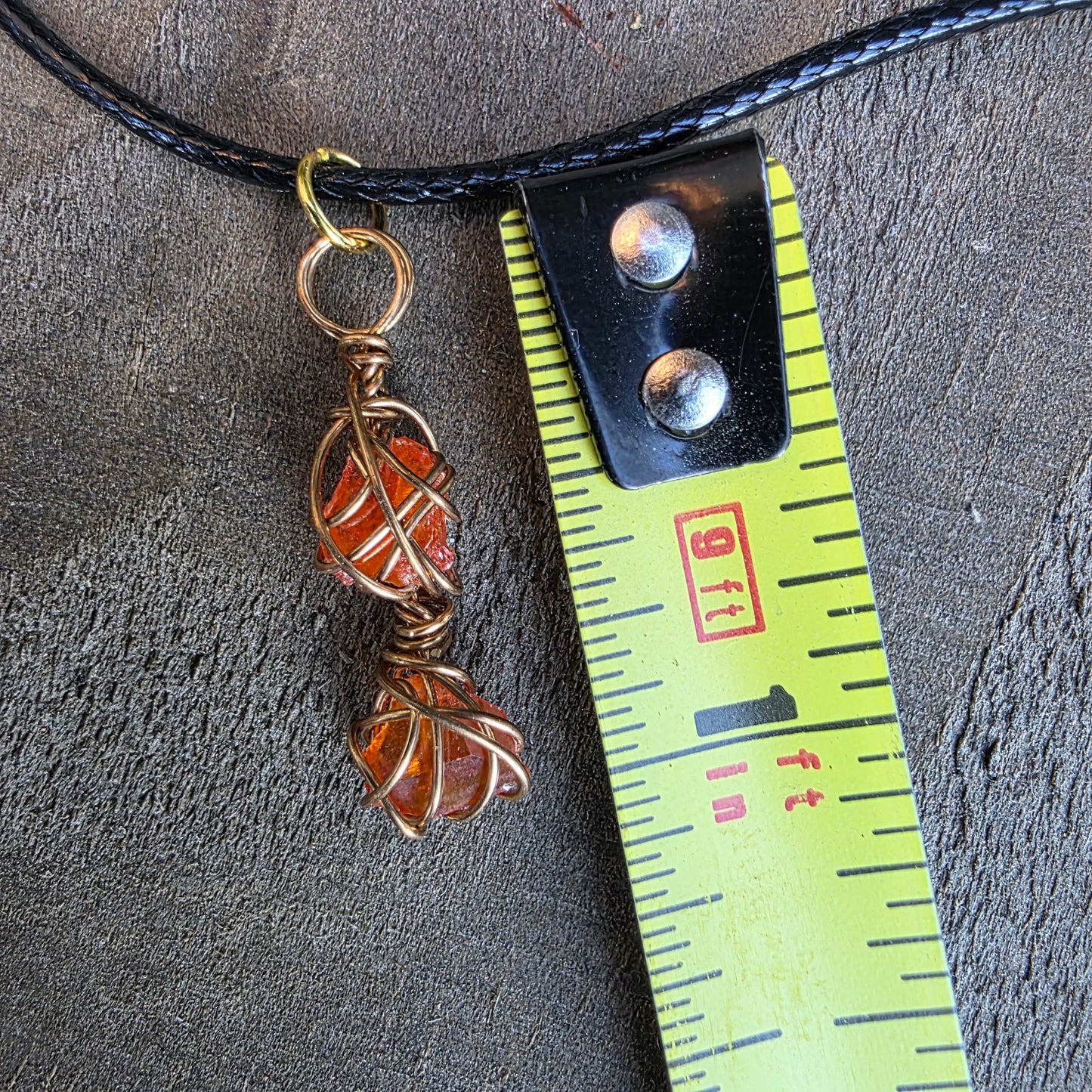 Raw Wulfenite Crystal Necklace | Hand Wrapped Wire Pendant with Orange Rock