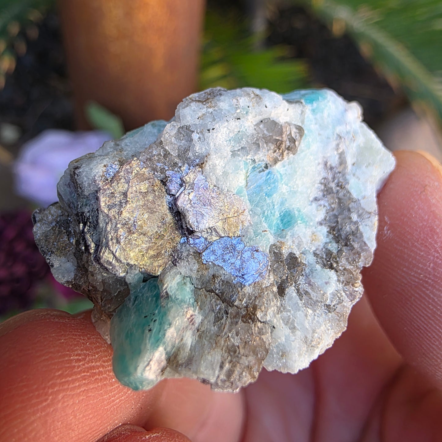 Amazonite with Smoky Quartz and Mica Rock Specimen | Raw Natural Minerals | 33.08 g