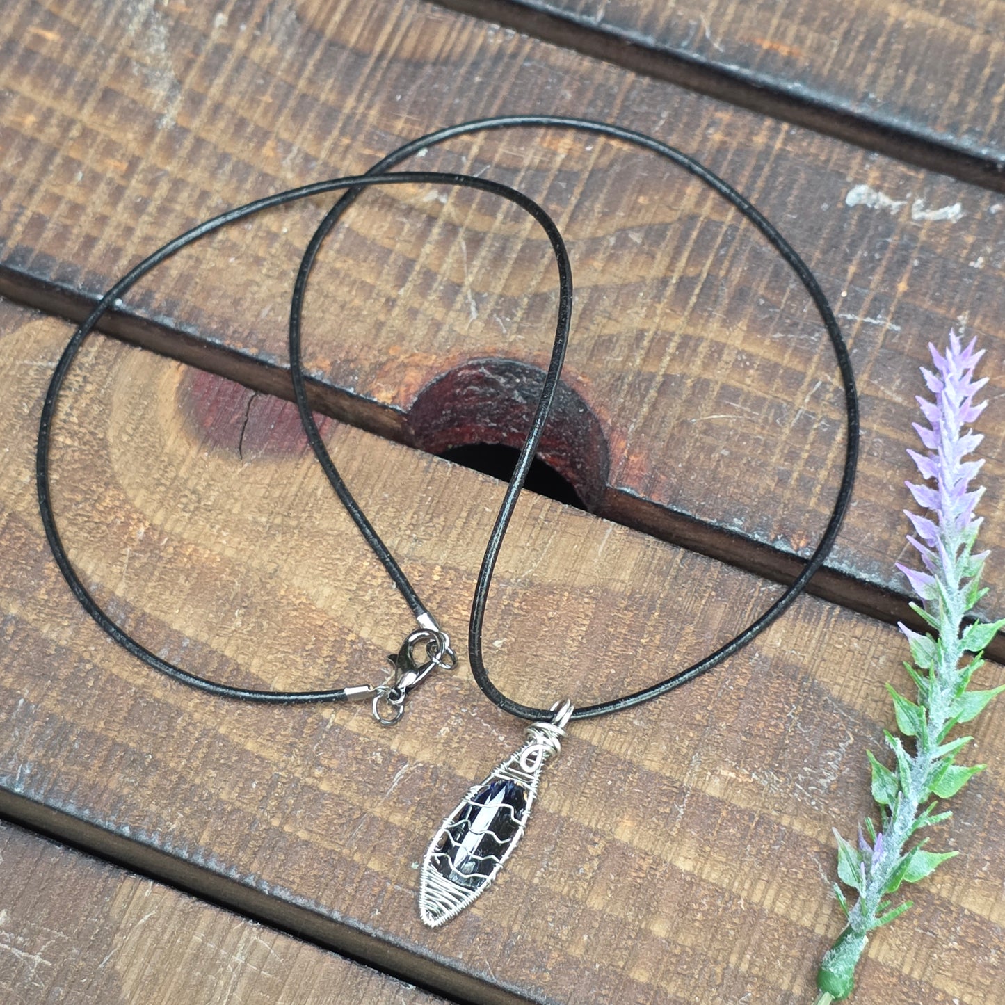 Natural Azurite Rock Necklace | Handmade Raw Gemstone Pendant | Wire Wrapped Crystal Jewelry
