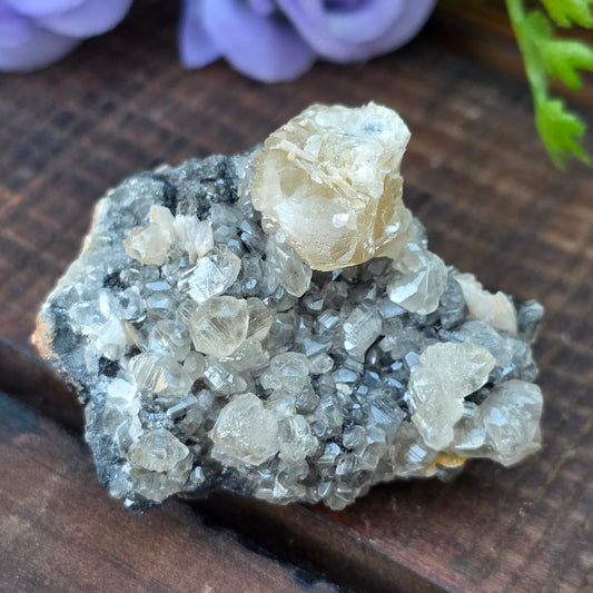 Phenomenal Cerussite Rock Specimen | with Galena and Barite | UV Reactive Glowing Mineral | Natural Raw Stone | 72 g