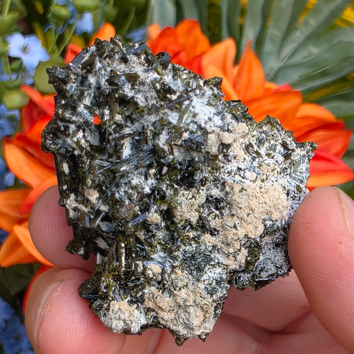 Epidote Cluster Rock Specimen | Raw Natural Green Crystal Mineral | 39.12 Grams