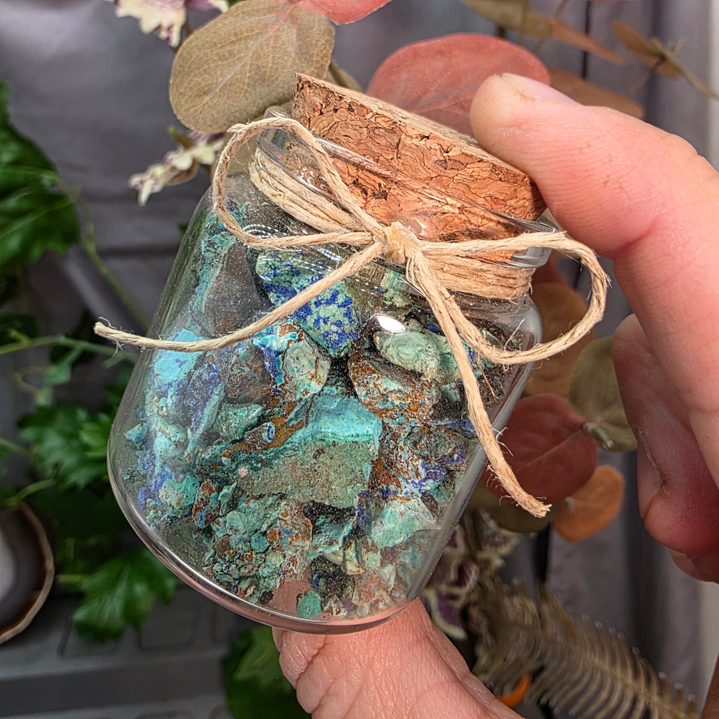 Arizona Copper Ore Specimen Jar | Azurite, Chrysocolla, Malachite