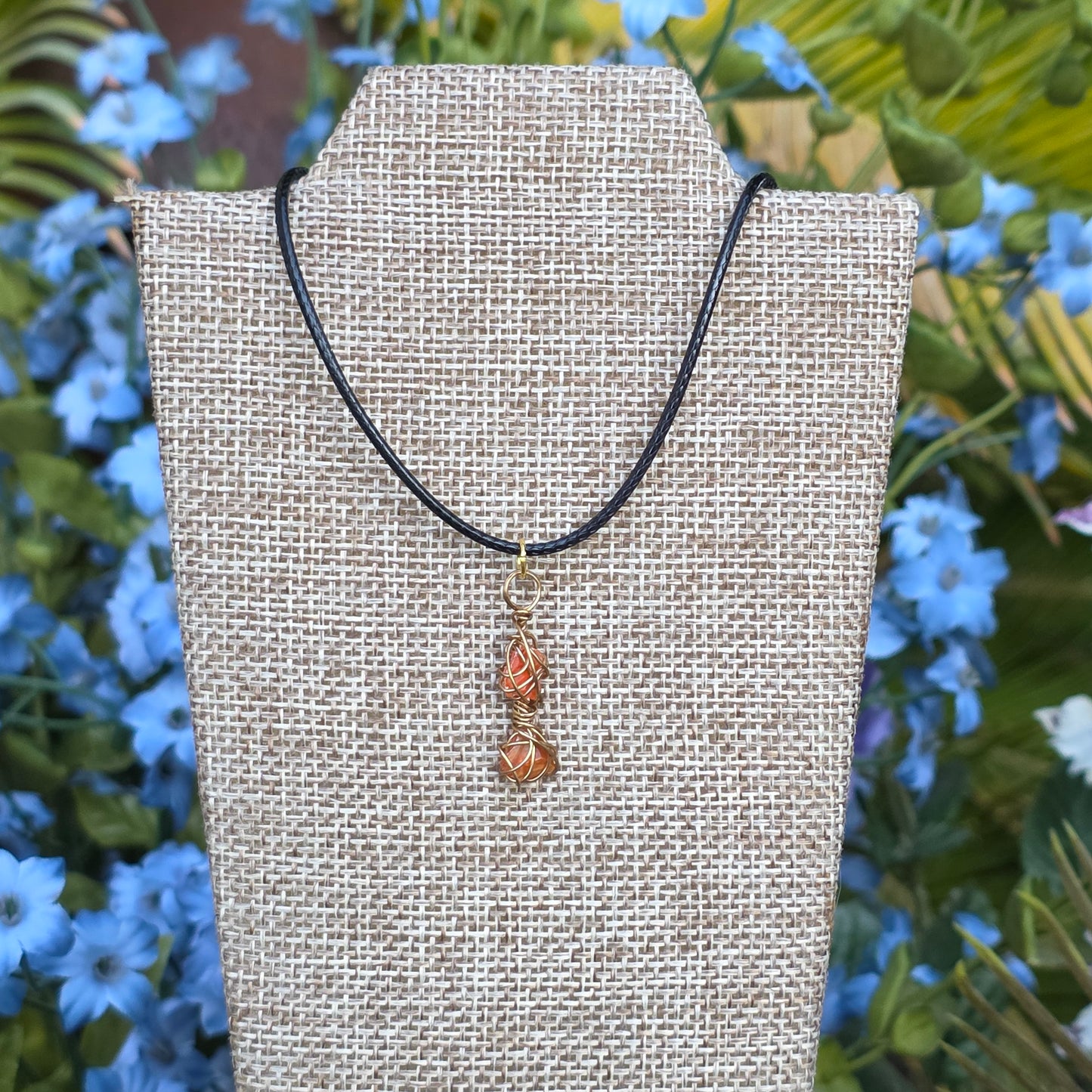 Raw Wulfenite Crystal Necklace | Hand Wrapped Wire Pendant with Orange Rock