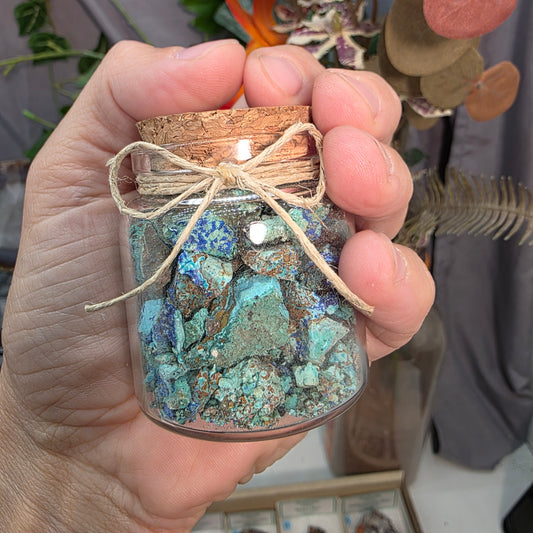 Arizona Copper Ore Specimen Jar | Azurite, Chrysocolla, Malachite