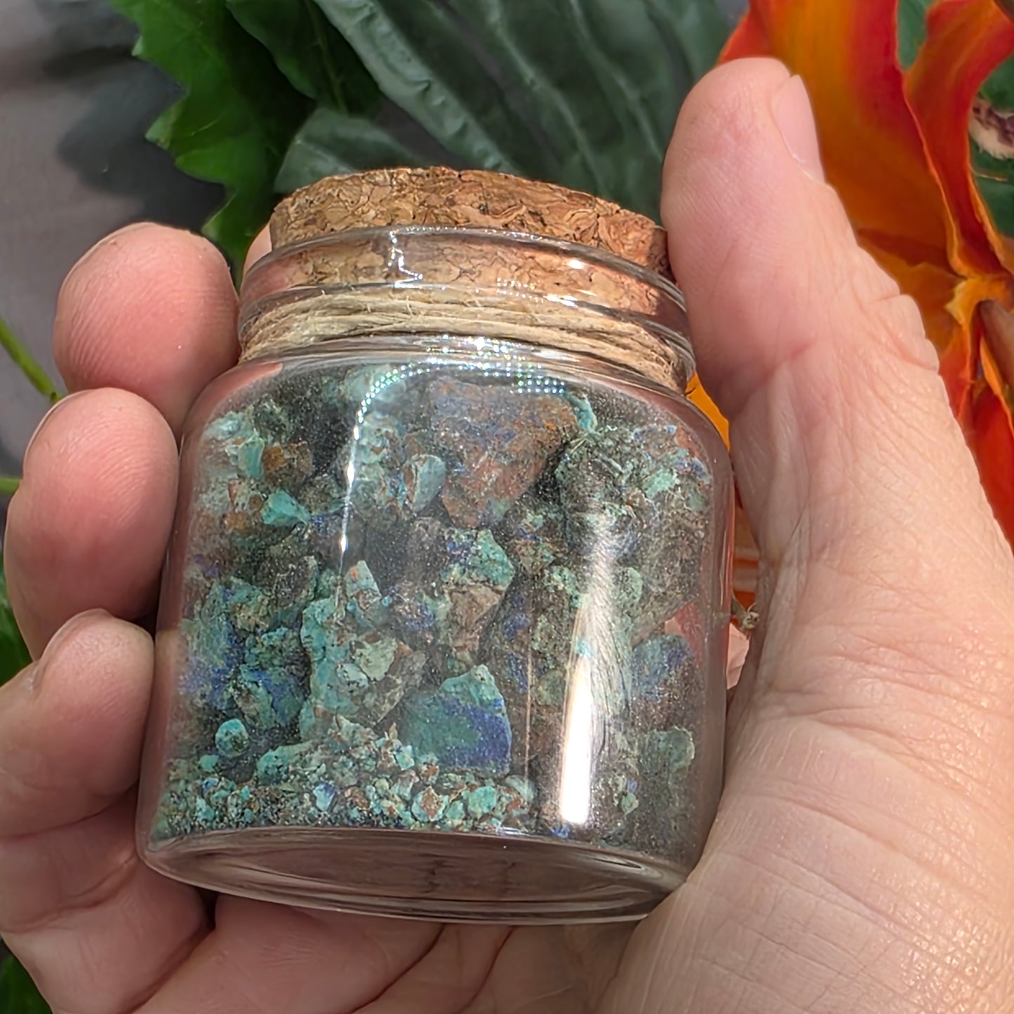 Arizona Copper Ore Specimen Jar | Azurite, Chrysocolla, Malachite