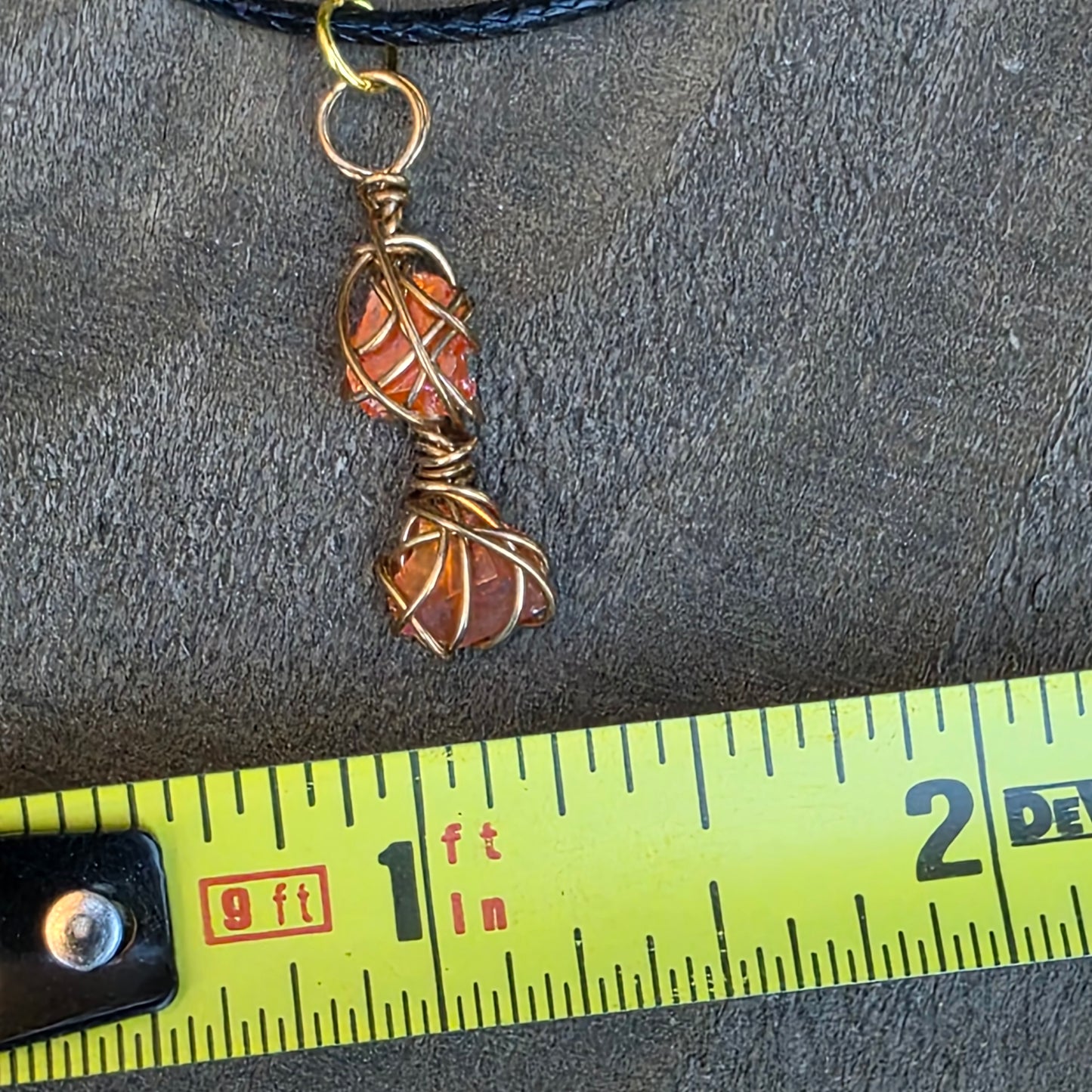 Raw Wulfenite Crystal Necklace | Hand Wrapped Wire Pendant with Orange Rock