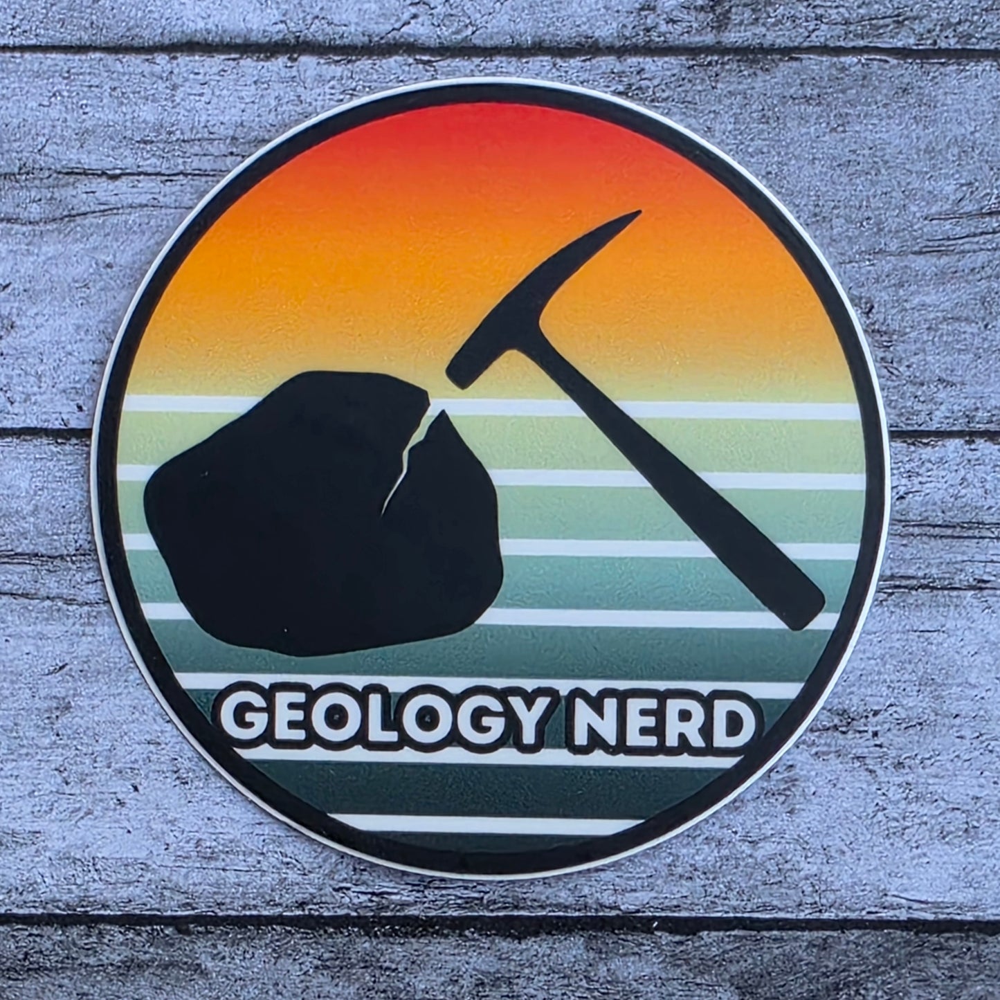 Geology Nerd Sticker: Rock Hammer Silhouette, Mineral Lover Gift