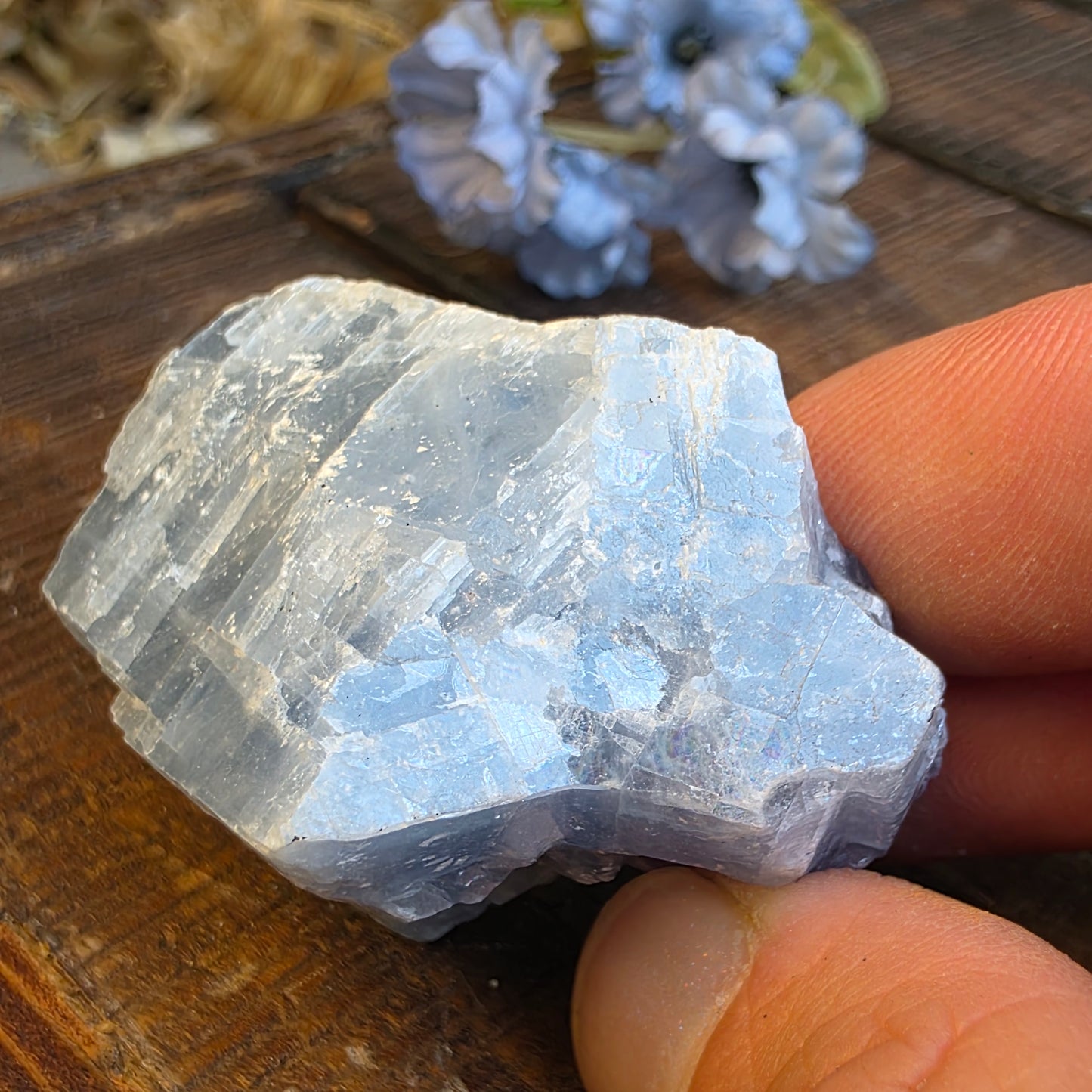 Blue Calcite Rock Specimen | Natural Crystal Mineral | 44.26 g