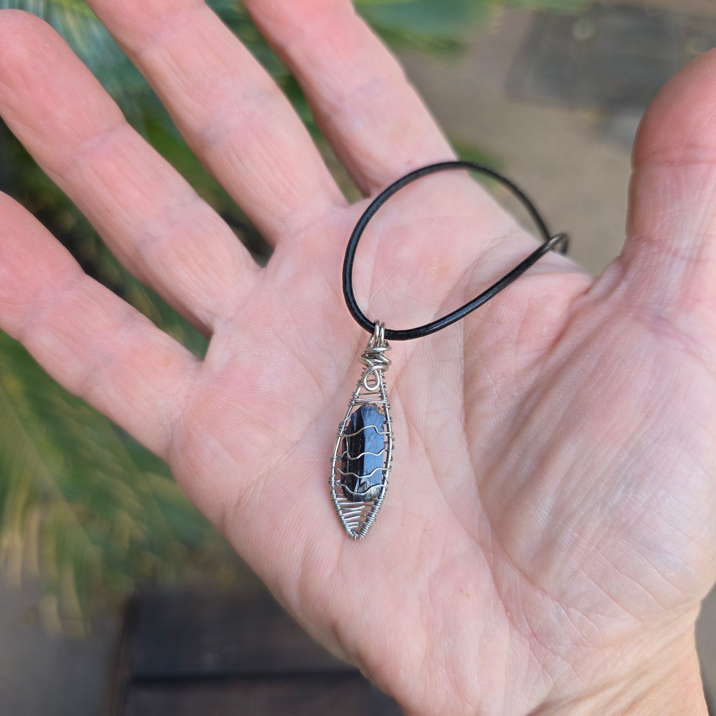 Natural Azurite Rock Necklace | Handmade Raw Gemstone Pendant | Wire Wrapped Crystal Jewelry