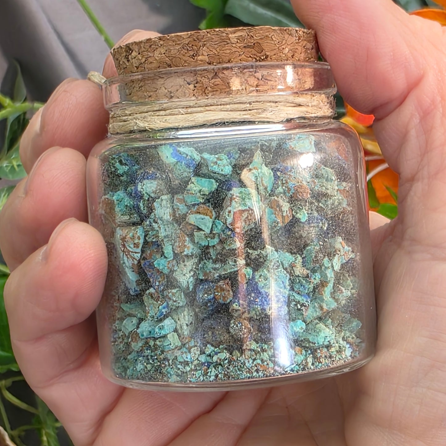 Arizona Copper Ore Specimen Jar | Azurite, Chrysocolla, Malachite