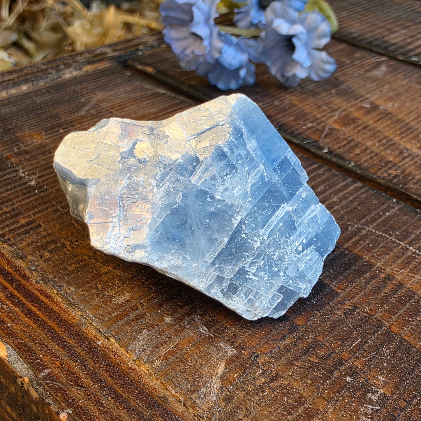 Blue Calcite Rock Specimen | Natural Crystal Mineral | 44.26 g