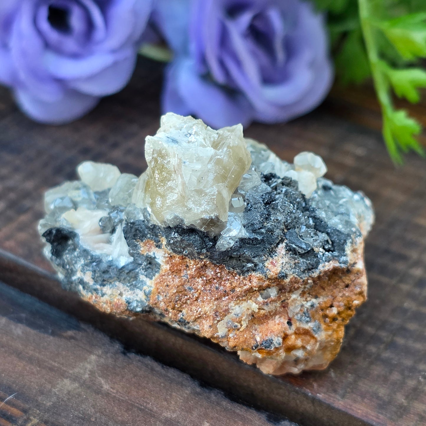 Phenomenal Cerussite Rock Specimen | with Galena and Barite | UV Reactive Glowing Mineral | Natural Raw Stone | 72 g
