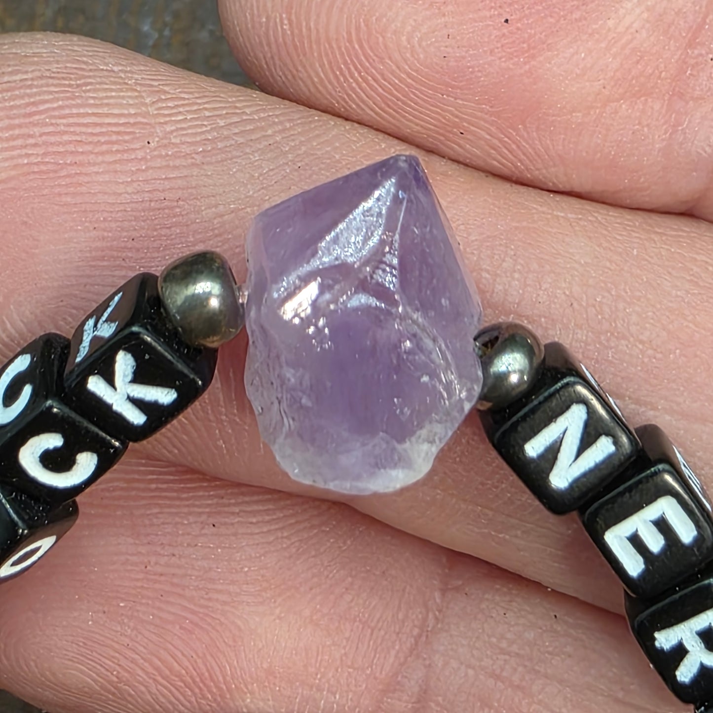 Rock Nerd Statement Beaded Bracelet | Stretch Fit | Amethyst Jewelry