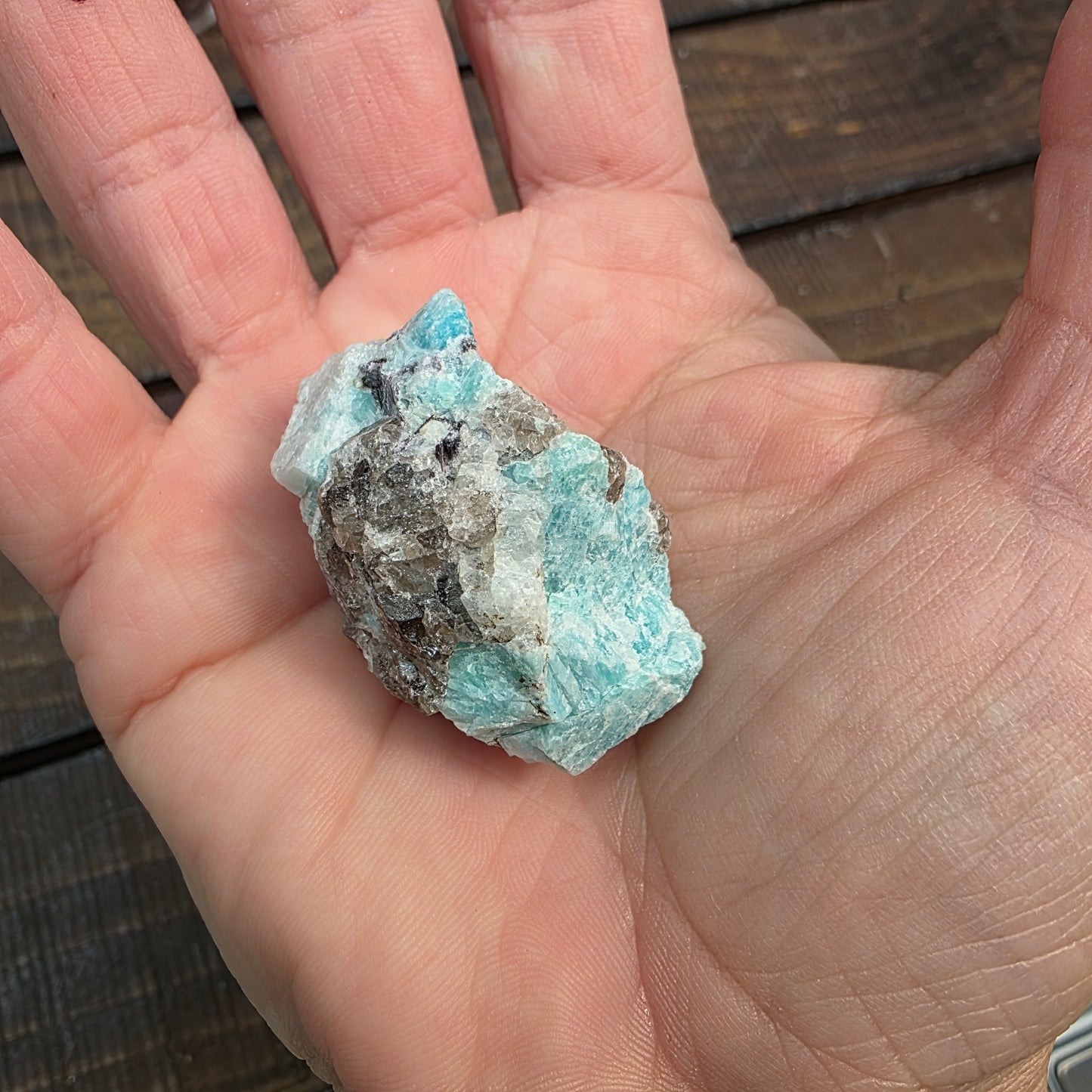 Amazonite with Smoky Quartz and Mica Rock Specimen | Raw Natural Mineral | 28.80 g