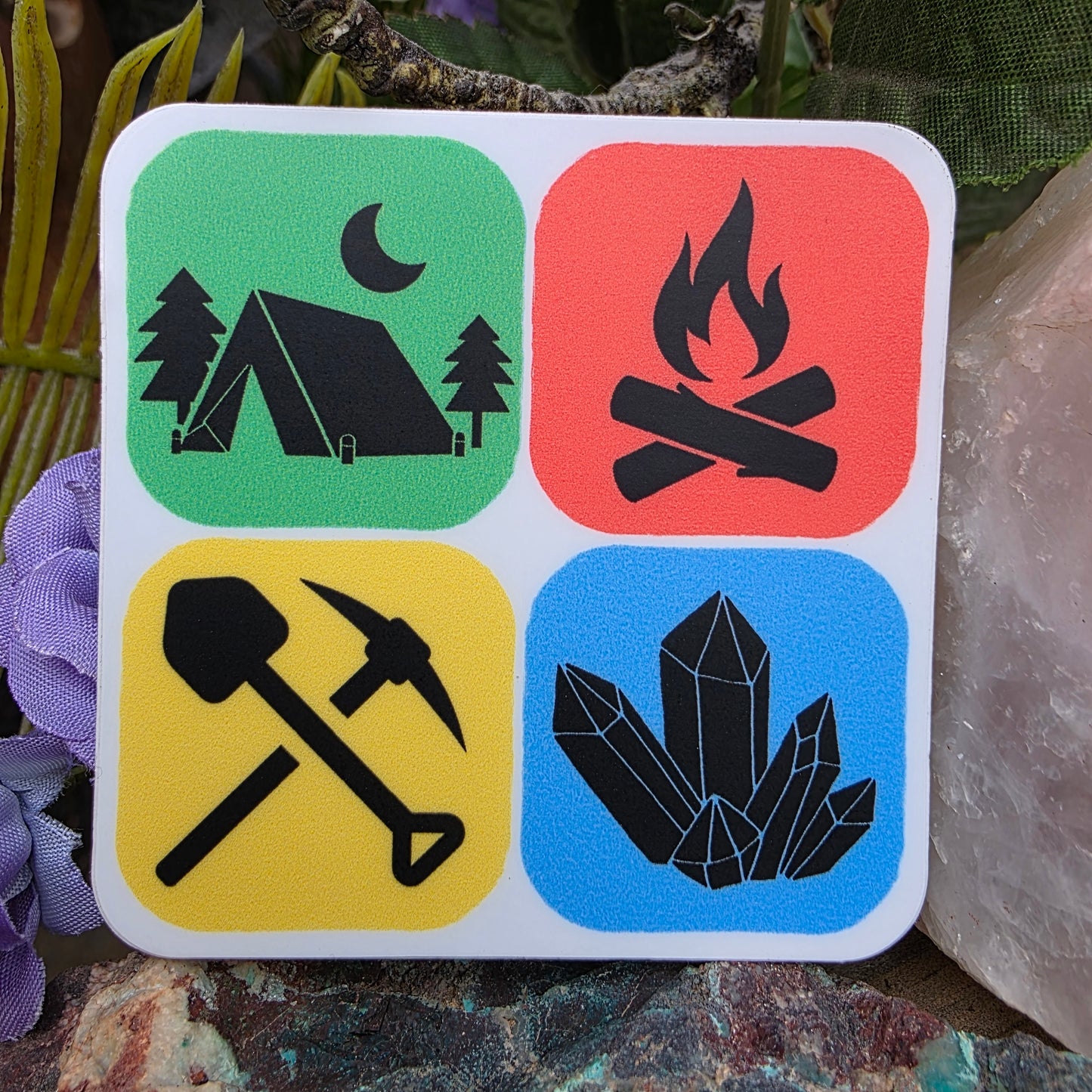 Camping Adventure Sticker | Geology Gift | Rockhound Sticker for Phone Case, Coffee Mug, or Laptop