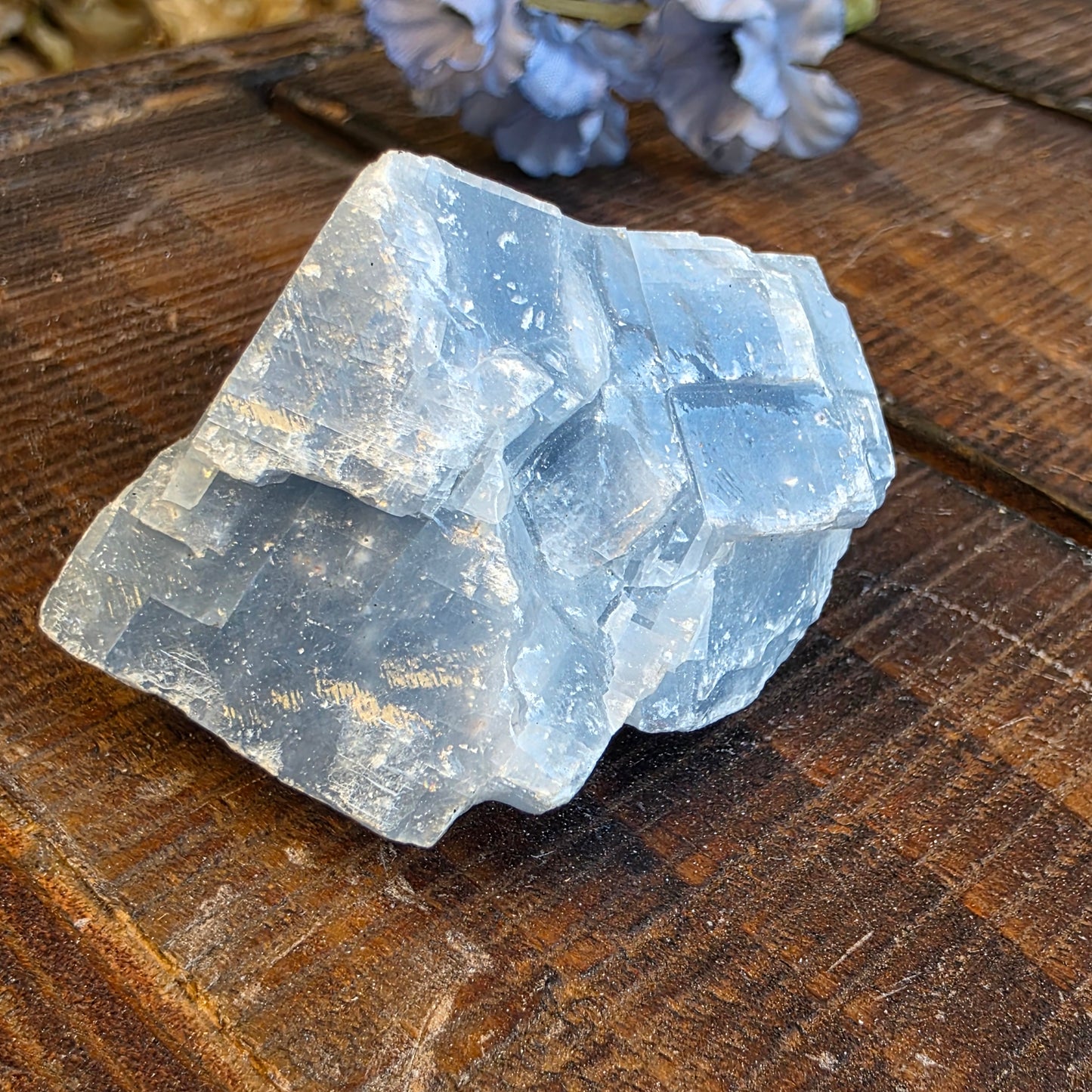 Blue Calcite Rock Specimen | Natural Crystal Mineral | 44.26 g