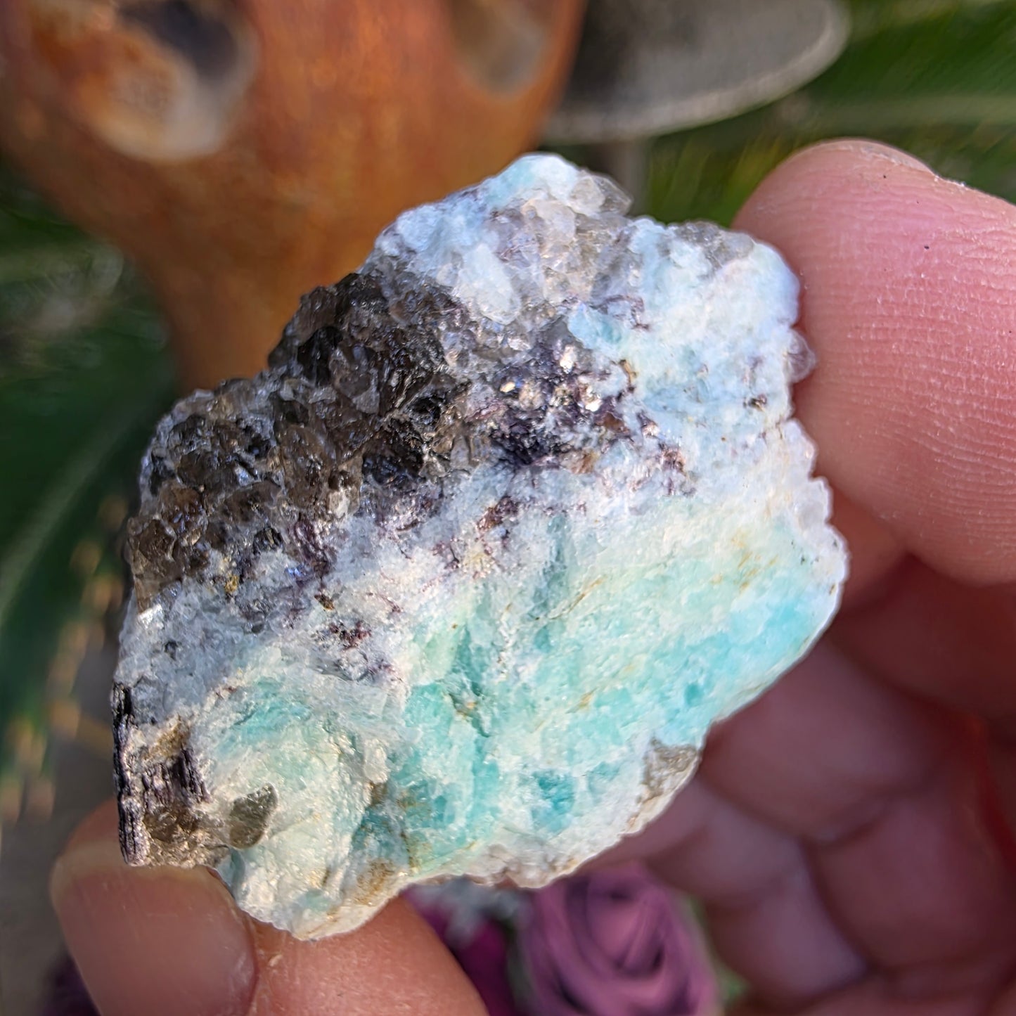 Amazonite with Smoky Quartz and Mica Rock Specimen | Raw Natural Minerals | 33.08 g