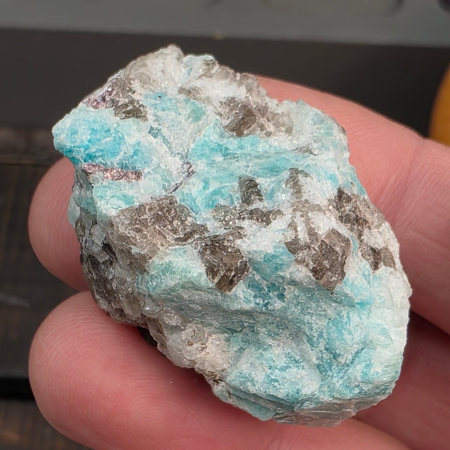 Amazonite with Smoky Quartz and Mica Rock Specimen | Raw Natural Mineral | 28.80 g