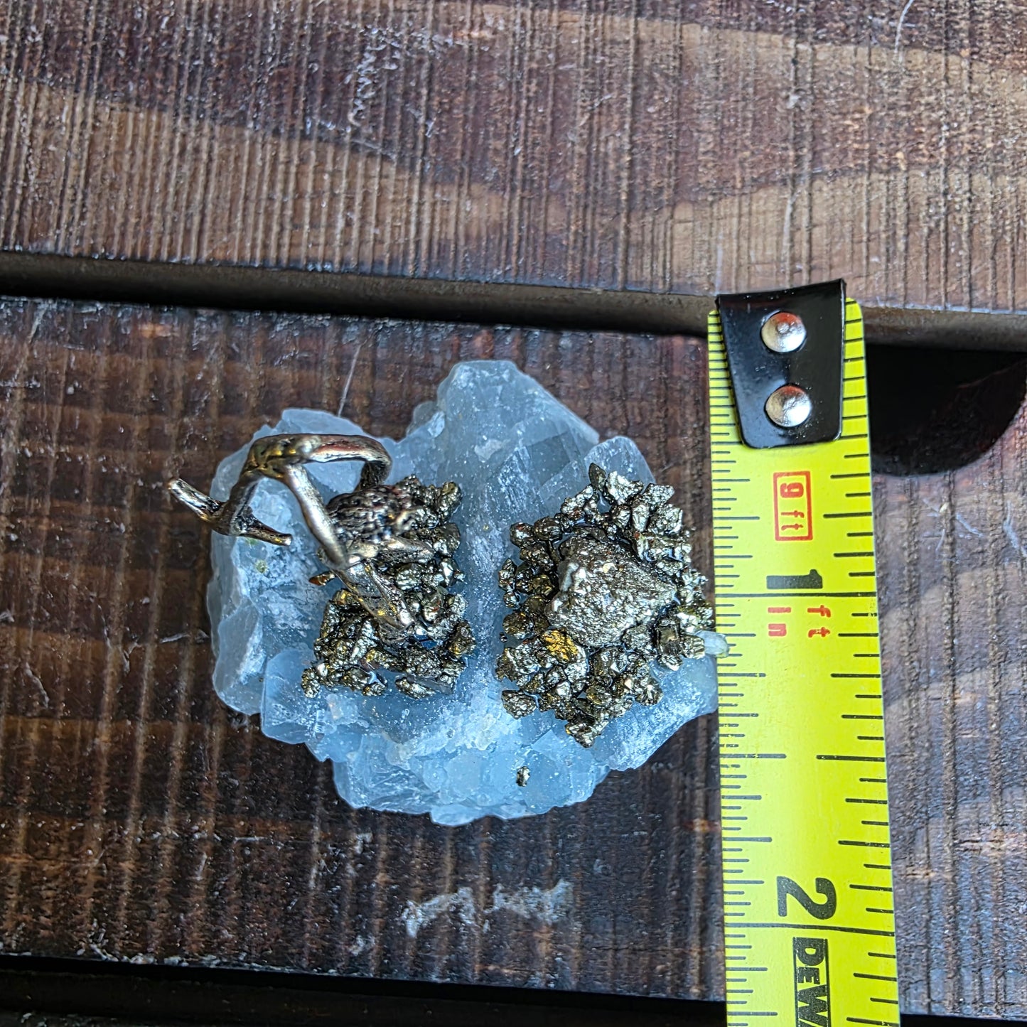 Pewter Miner Pyrite Blue Calcite Rock Specimen | Geology Gift, Rockhound Collector Item
