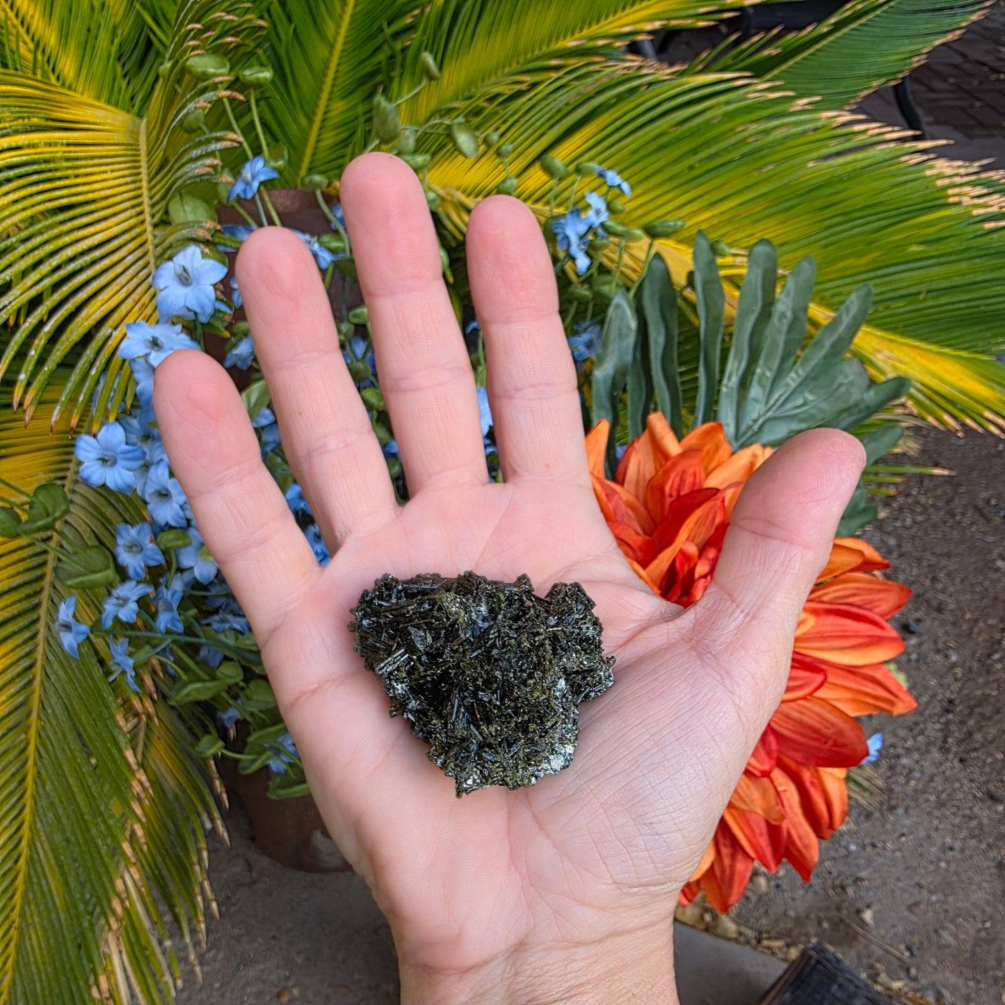 Epidote Cluster Rock Specimen | Raw Natural Green Crystal Mineral | 39.12 Grams