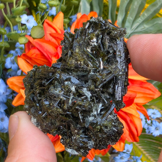 Epidote Cluster Rock Specimen | Raw Natural Green Crystal Mineral | 39.12 Grams