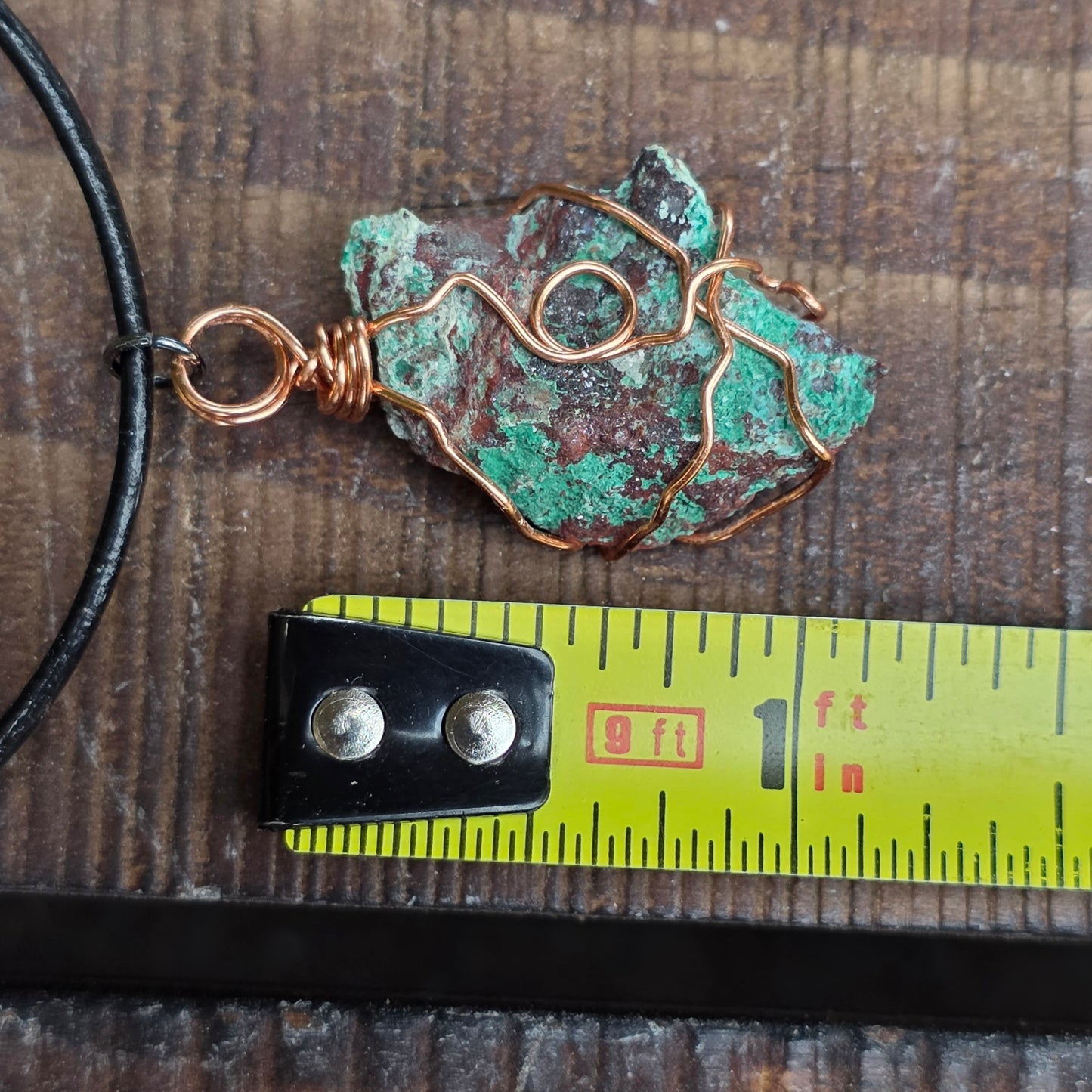 Wire Wrapped Copper Ore Necklace | Natural Malachite Stone Pendant, Arizona Geology Gift