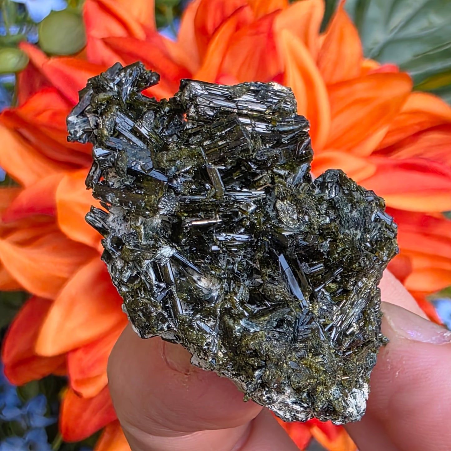Epidote Cluster Rock Specimen | Raw Natural Green Crystal Mineral | 39.12 Grams