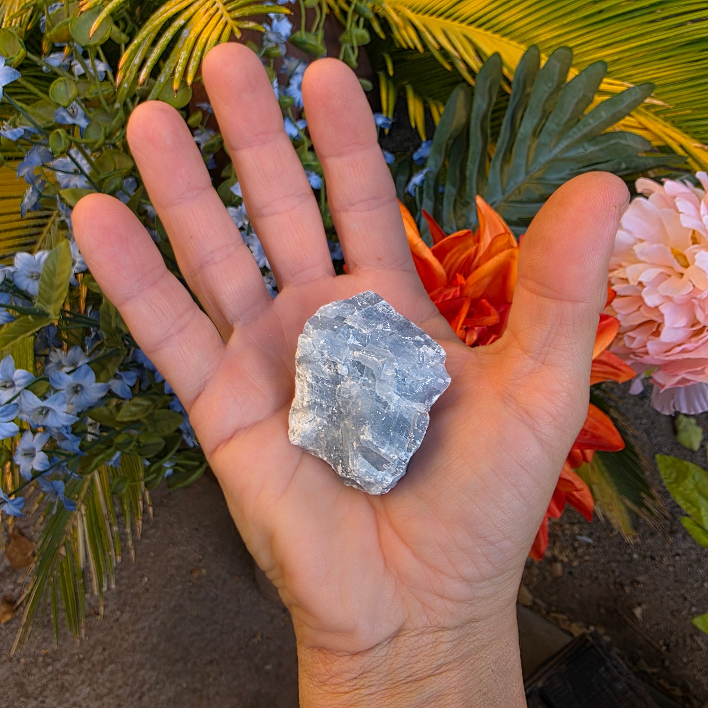 Blue Calcite Rock Specimen | Natural Crystal Mineral | 44.26 g