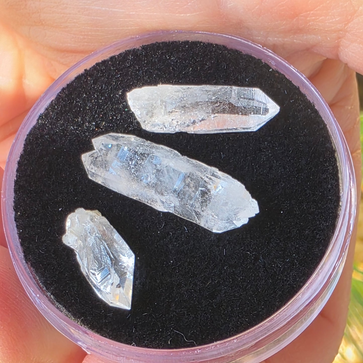 Arkansas Quartz Crystals | Three Small Pieces in a Gem Jar, from Mt. Ida