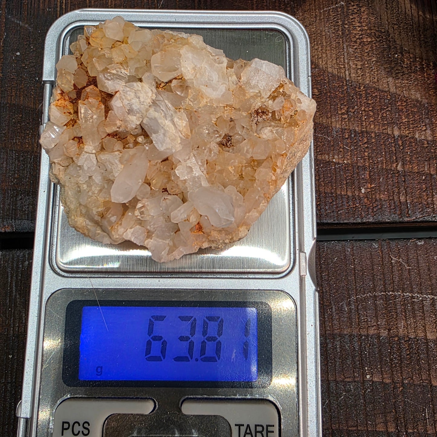 Arkansas Quartz Crystal Cluster: Raw Mineral Specimen, Hand Mined (63.81 grams)