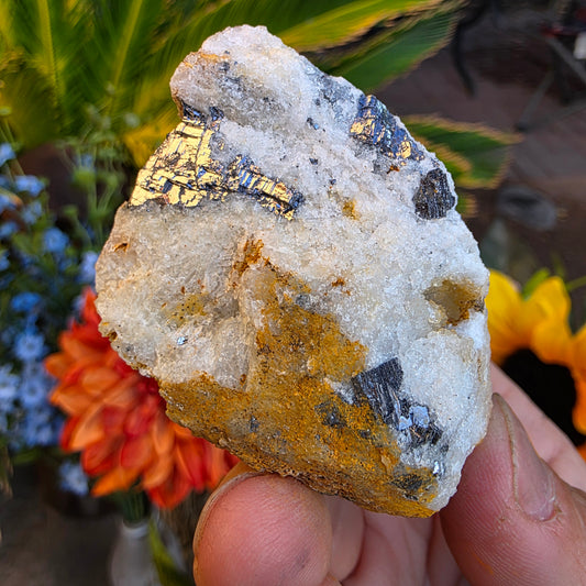 Galena on Quartz Matrix Rock Mineral Specimen from Morocco Raw Shiny Stone