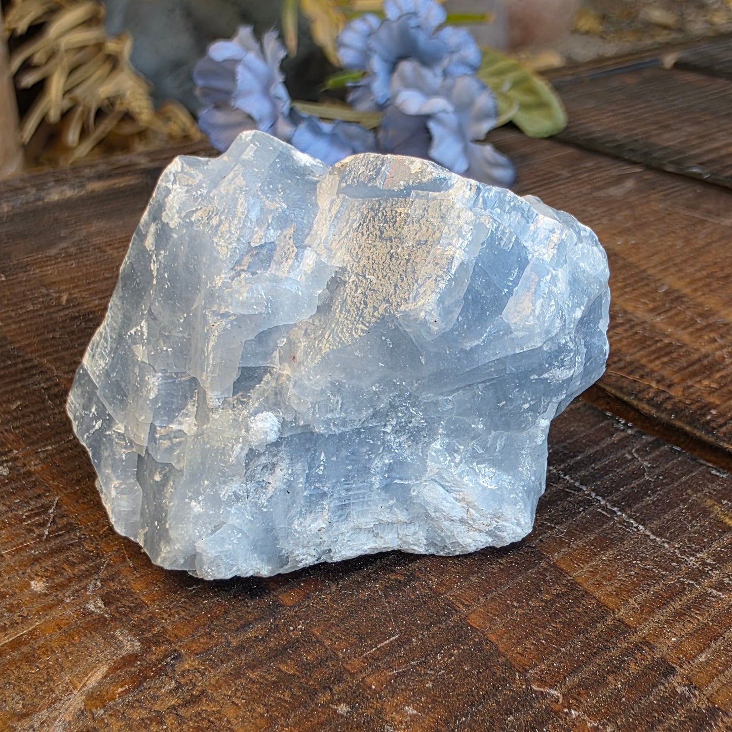 Blue Calcite Rock Specimen | Natural Crystal Mineral | 44.26 g