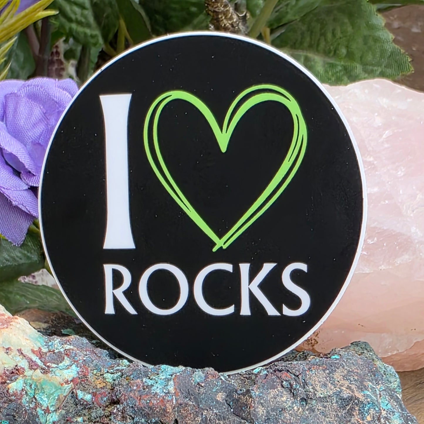 I Love Rocks Geology Sticker: Rockhound and Mineral Lover Gift