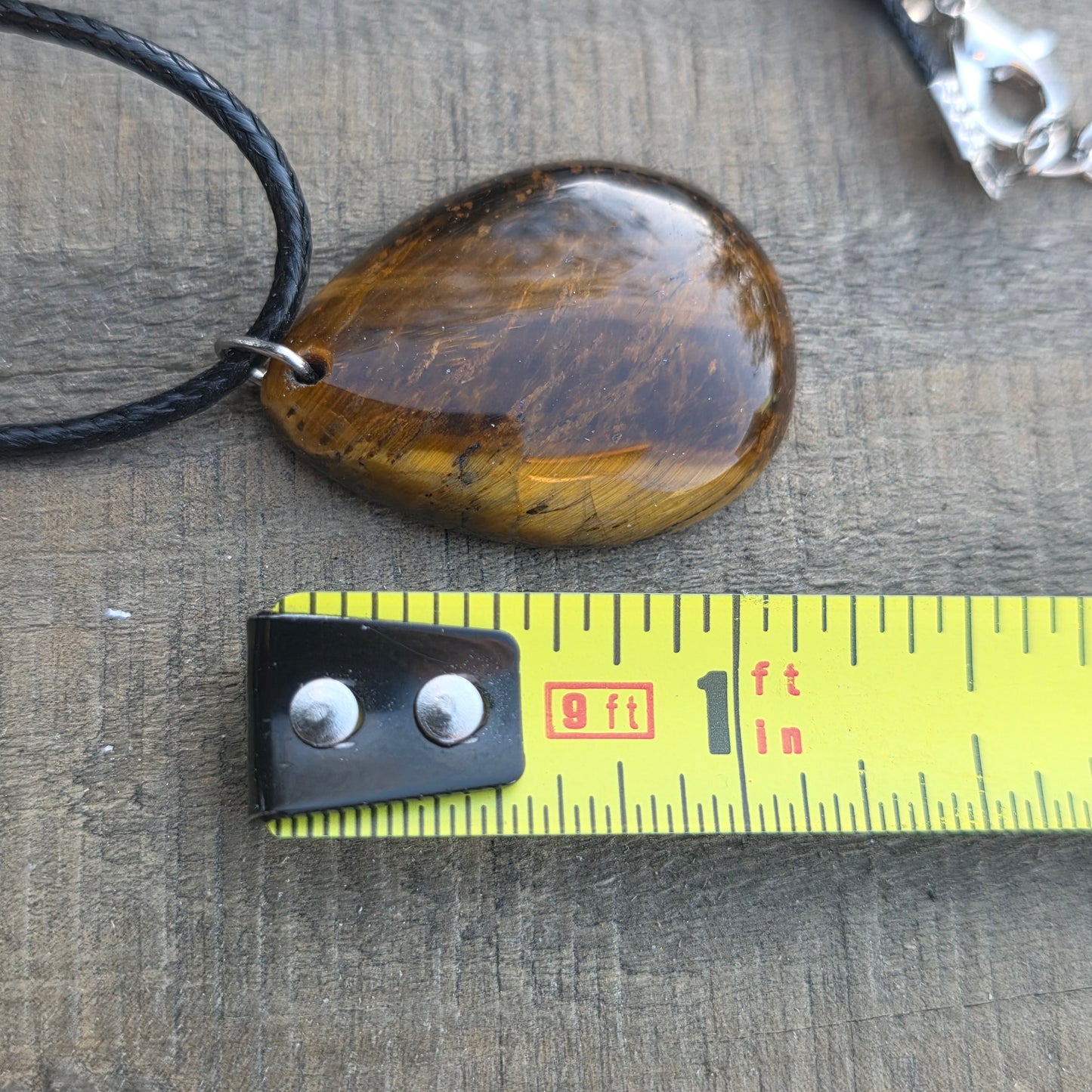 Tiger's Eye Rock Necklace, Shiny Teardrop Shaped Crystal Pendant, Carved Gemstone Gift