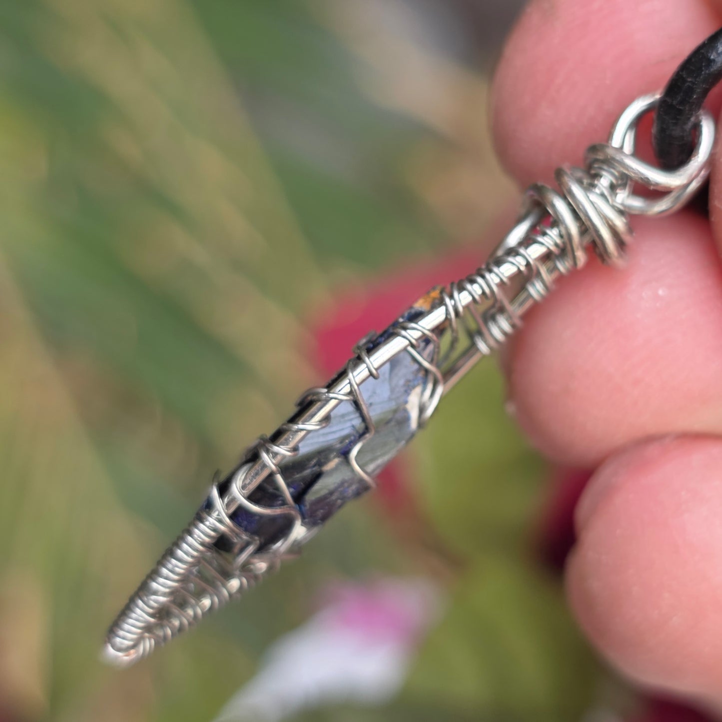 Natural Azurite Rock Necklace | Handmade Raw Gemstone Pendant | Wire Wrapped Crystal Jewelry