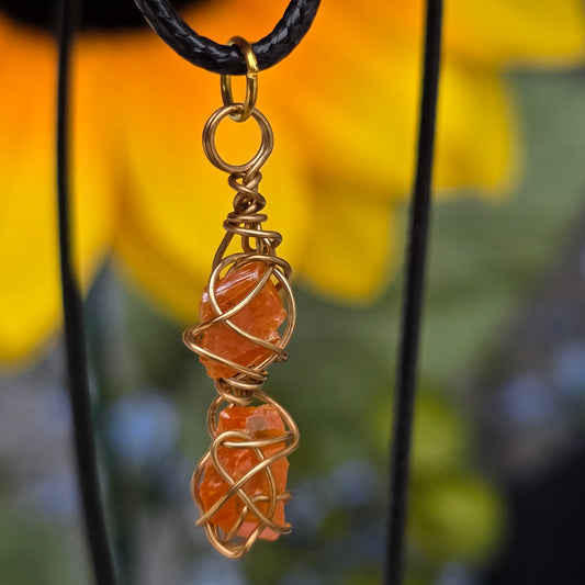 Raw Wire Wrapped Wulfenite Crystal Piece Necklace | Wire Rock Pendant | Geology Gift