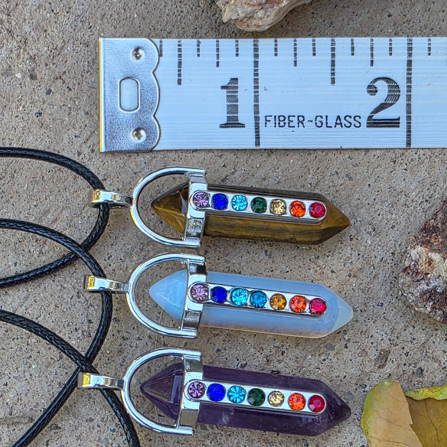 Rainbow Chakra Gemstone Necklace - Amethyst, Tiger's Eye, or Opalite Pendant