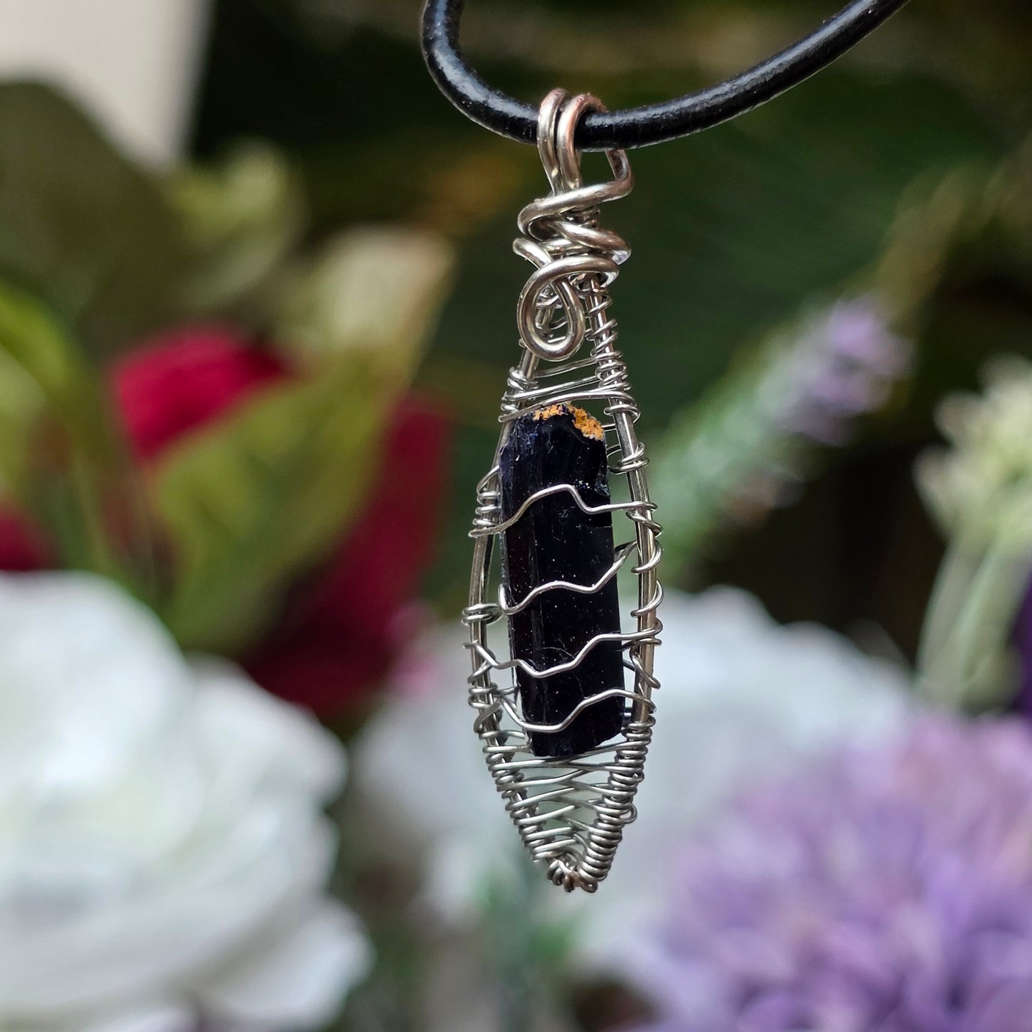Natural Azurite Rock Necklace | Handmade Raw Gemstone Pendant | Wire Wrapped Crystal Jewelry
