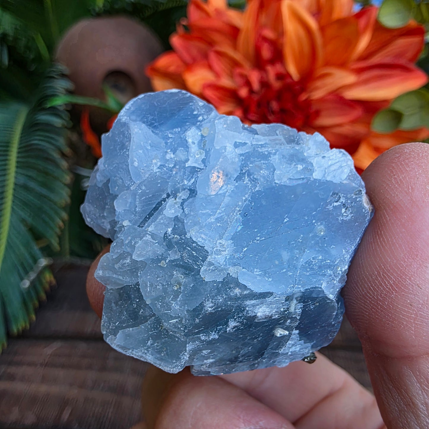 Pewter Miner Pyrite Blue Calcite Rock Specimen | Geology Gift, Rockhound Collector Item