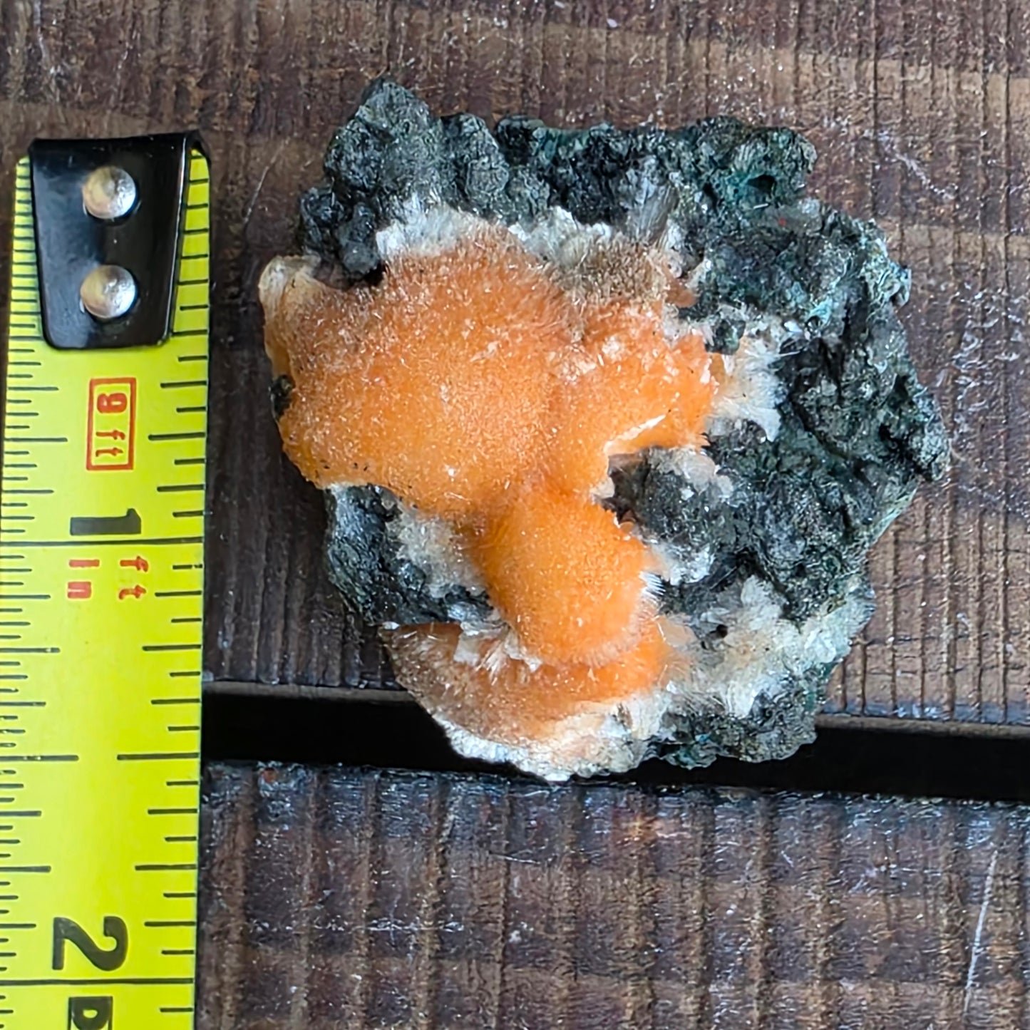 Thomsonite Mineral Specimen | Natural Orange Crystal on Basalt Matrix Rock