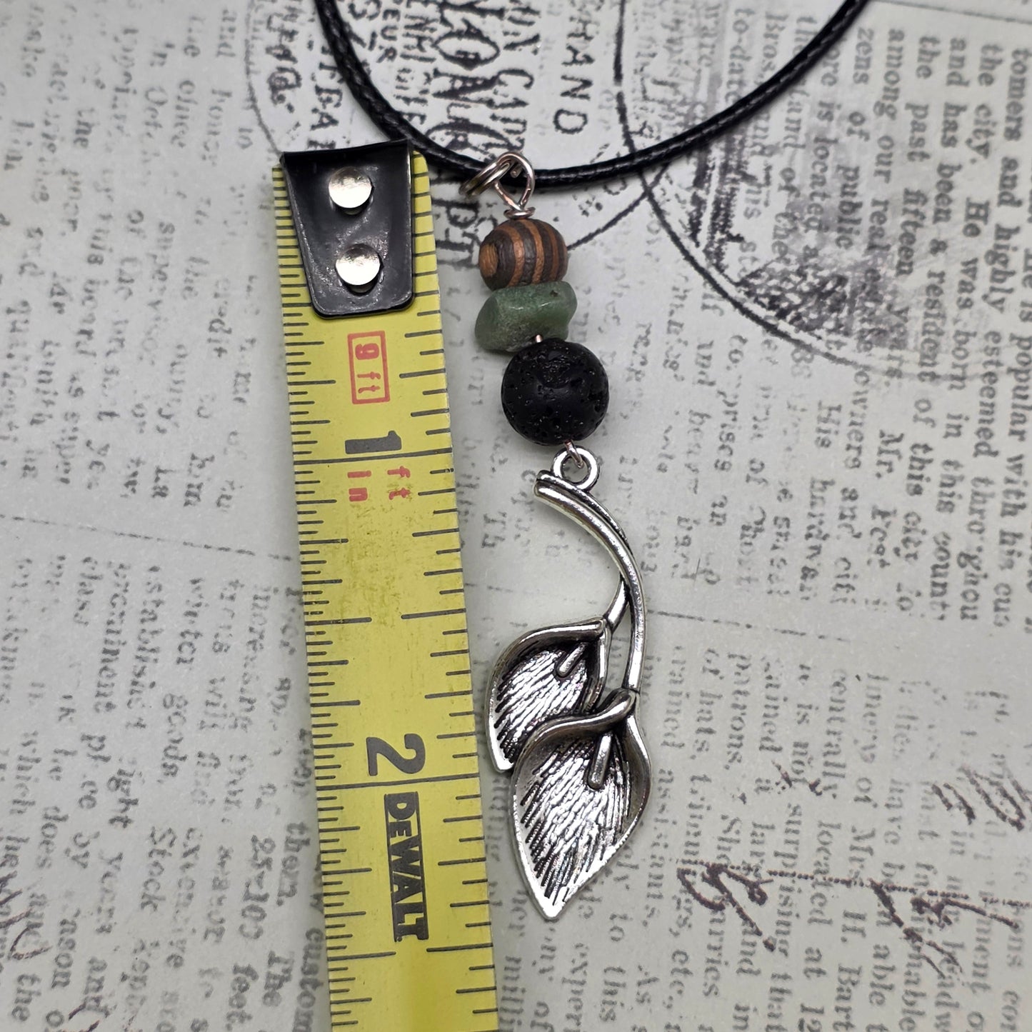 Plant Necklace | Metal Leaf Charm Pendant with Beads | Adventure Jewelry for Nature Lovers