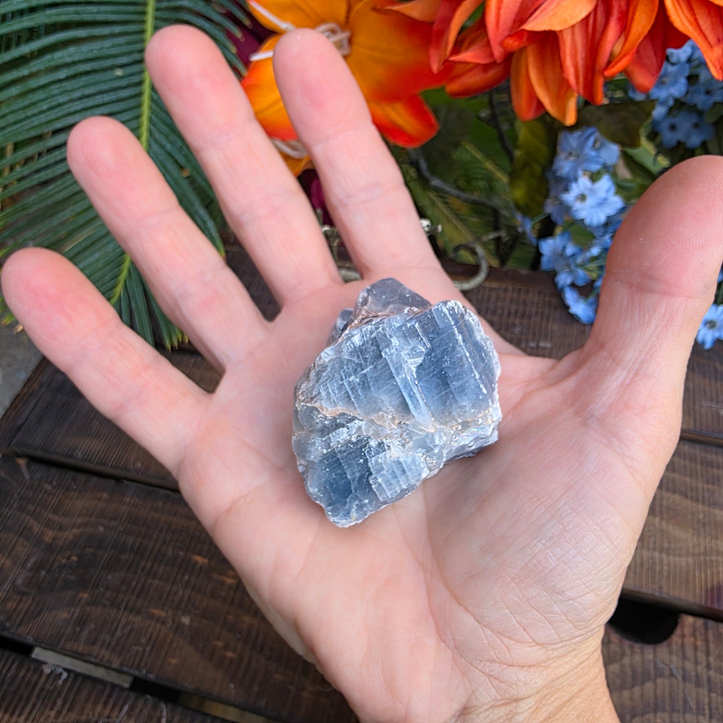 Blue Calcite Rock Specimen | Raw Natural Crystal Mineral | 71.63 g